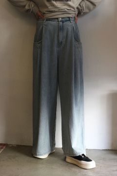 [3854-063BT] タックポケットデニムパンツ ライトブルー