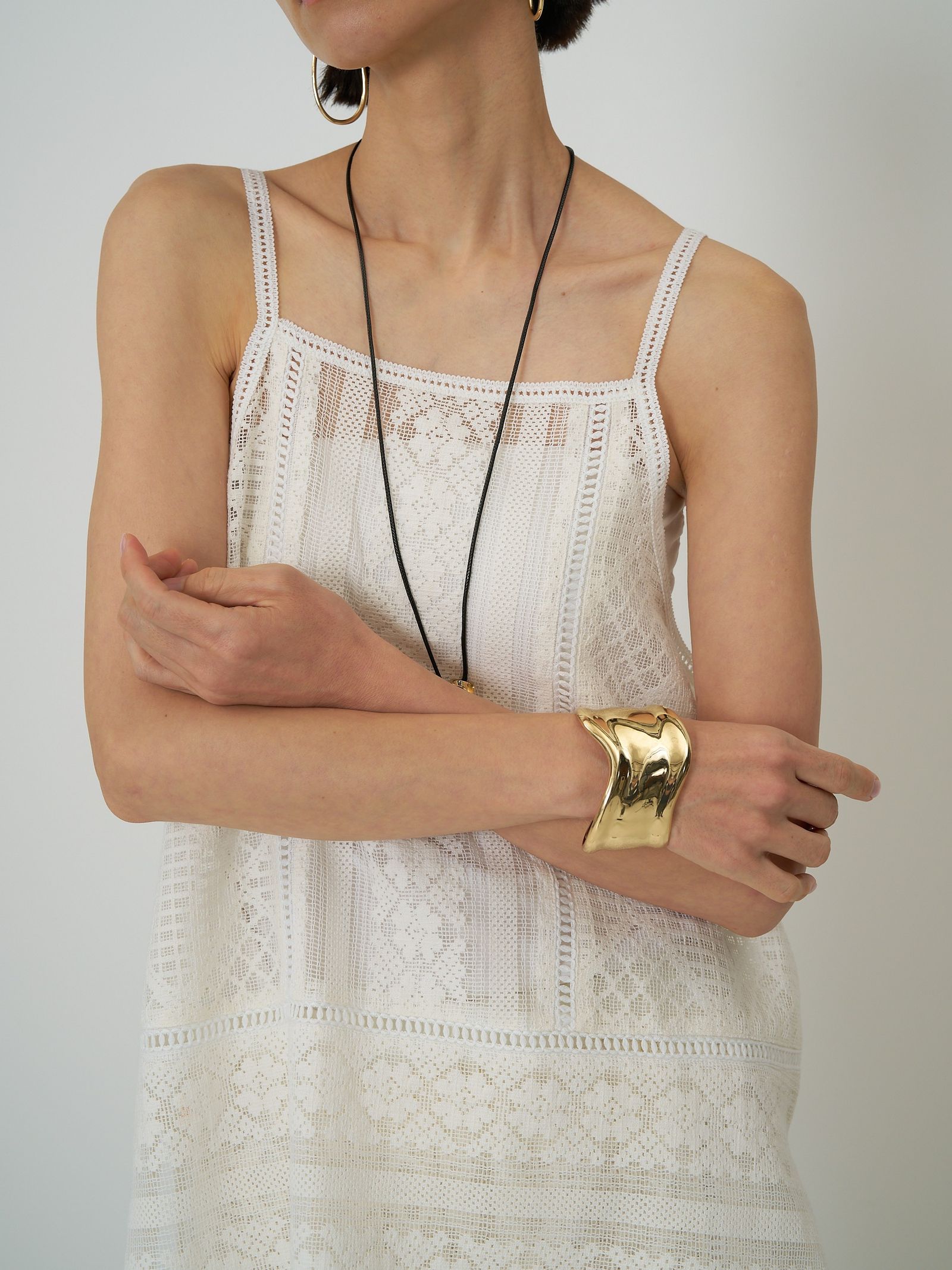 [1861-050BZ] パッチワークレースキャミソール オフホワイト