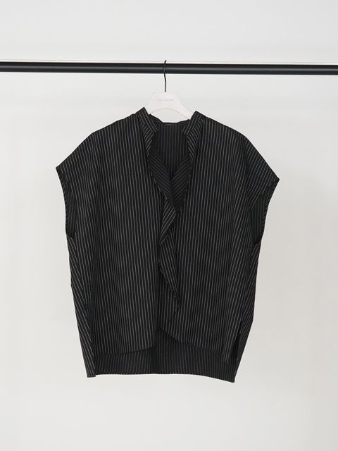 [1263-632MK] ラインフロントカーブヘムシャツPO ブラック