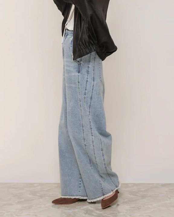 テンセルデニムバレルパンツ バイオウォッシュ