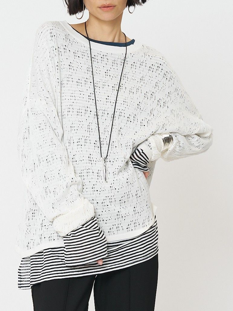 [9561-088GS] クラッシュドットニット ホワイト