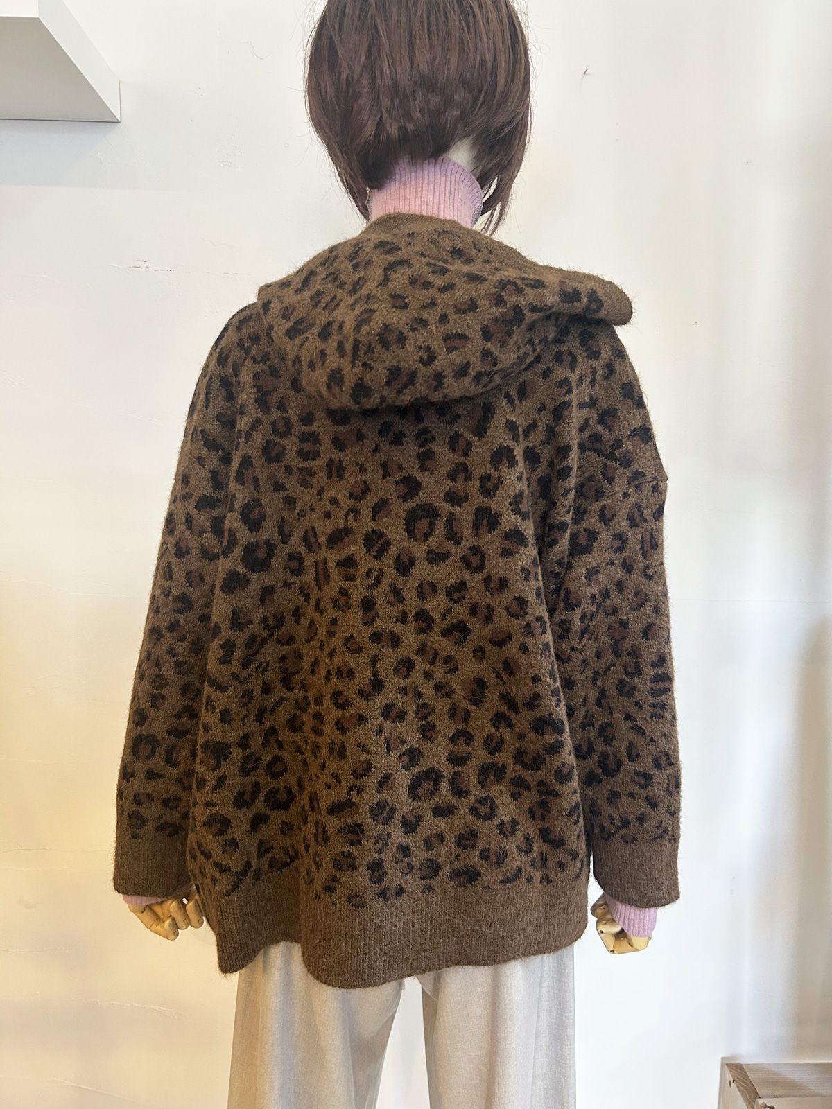 レオパードフードパーカー ブラウン