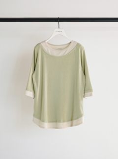 [8261-108KK] 配色テレコハーフスリーブPO ミント