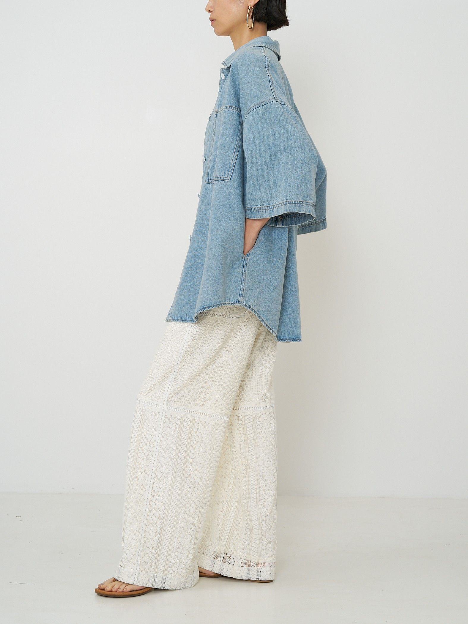 [3561-051BZ] パッチワークレースPT ブラック