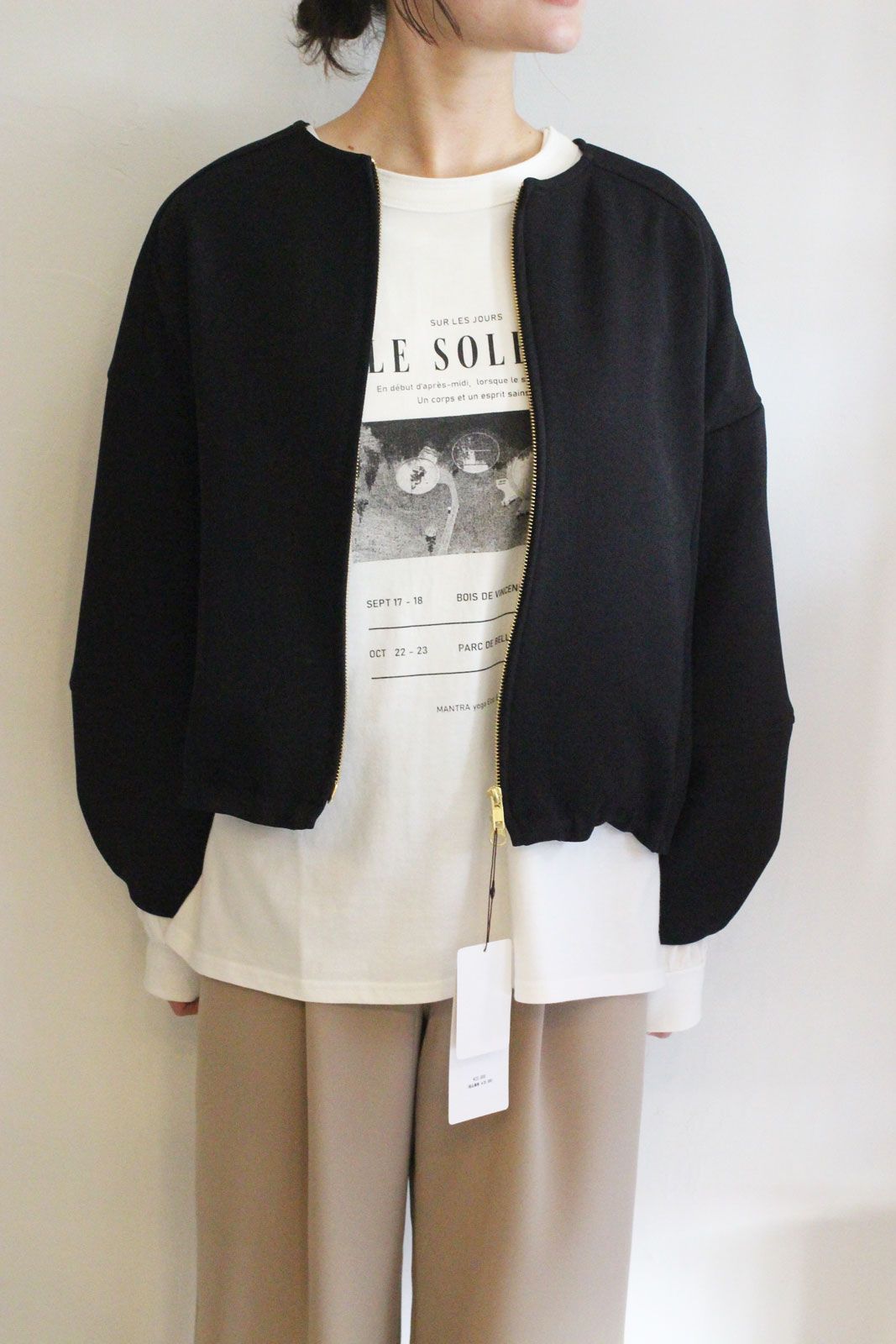 ウールリッチラウンドネックZIPブルゾン グレージュ