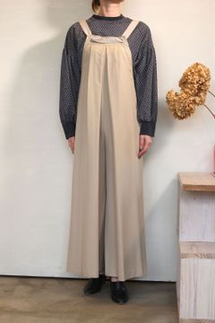 ツイルワイドサロペット ベージュ