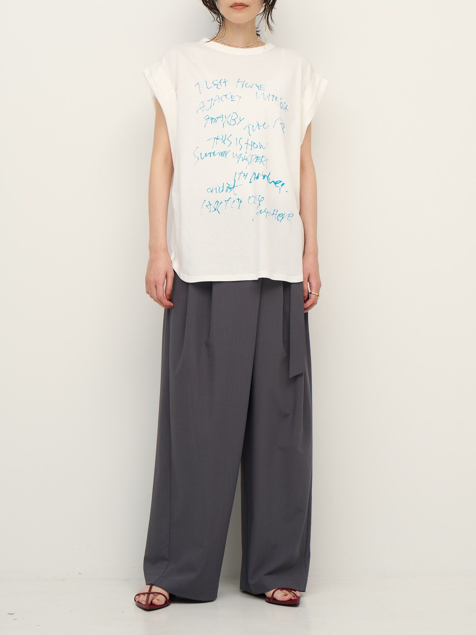 [8462-404KK] ラフスケッチプリントフレンチ ホワイト