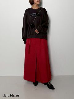 [2756-451MK] ツイードファスナースリットSK レッド