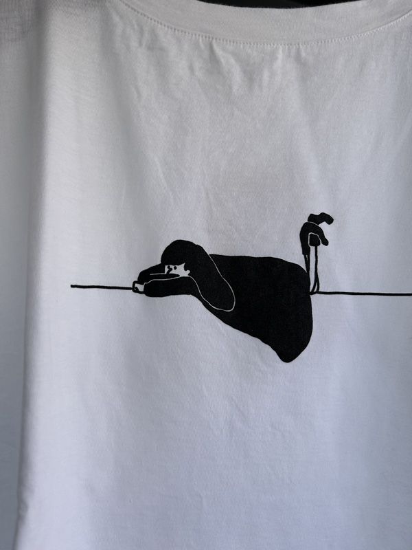 ナチュラルソフト天竺くつろぎちゃんプリントシャツ オフブラック