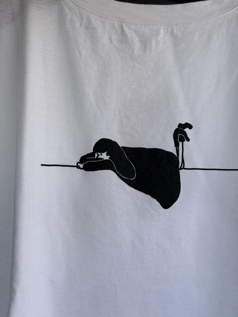 ナチュラルソフト天竺くつろぎちゃんプリントシャツ オフブラック