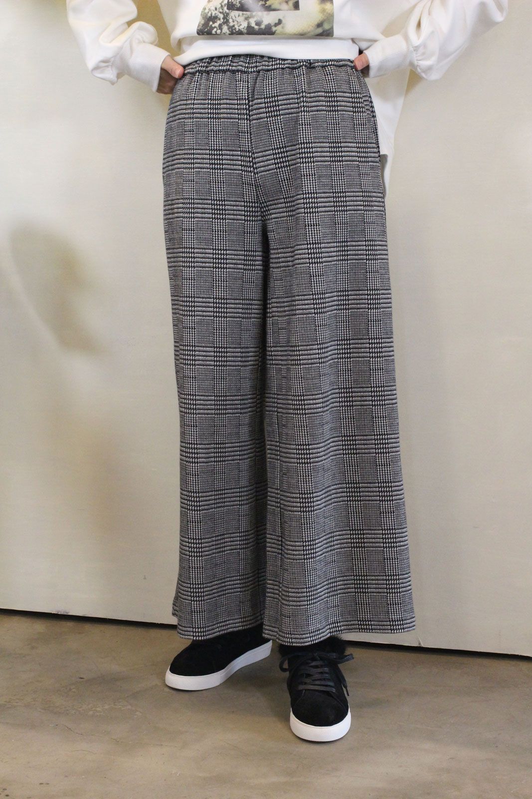 チェックワイドパンツ グレー