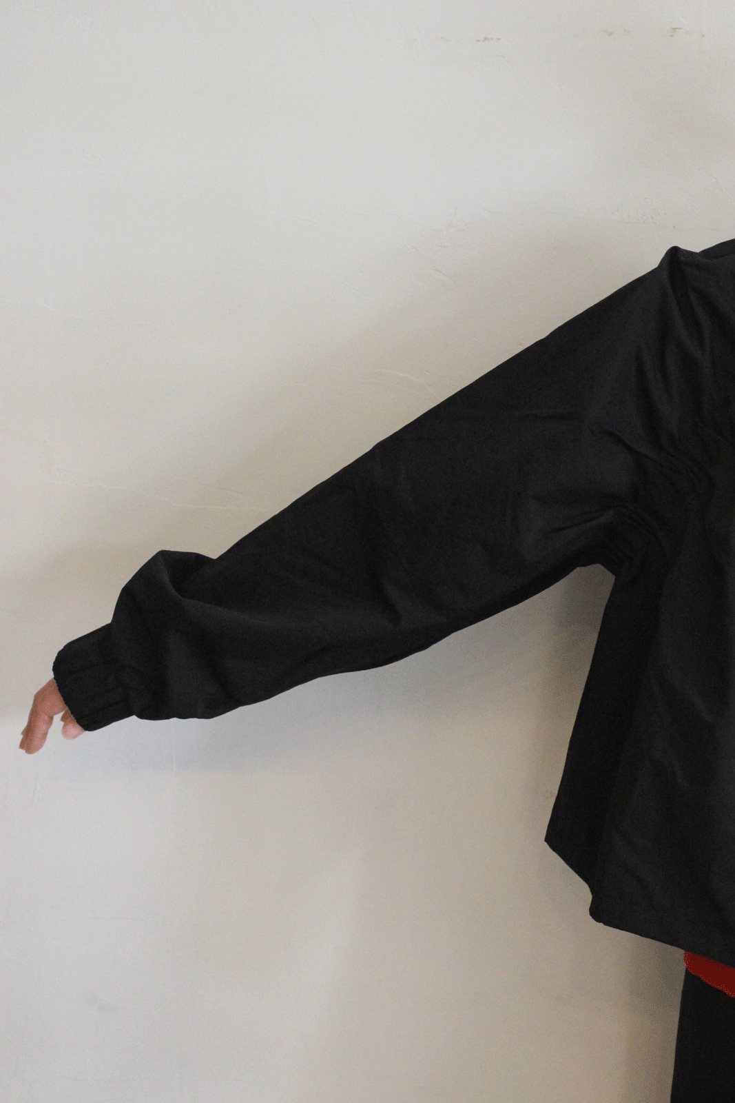 ラグランシャーリングジップショートブルゾン ブラック