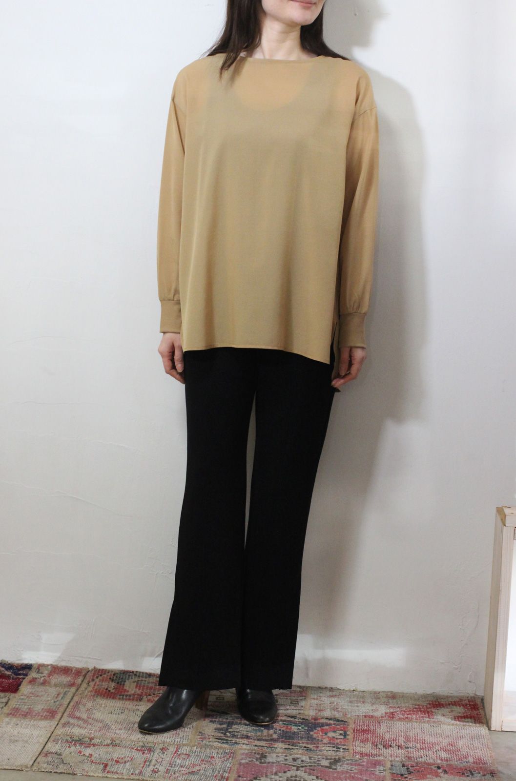 デシン キャミ付きプルオーバー ベージュ