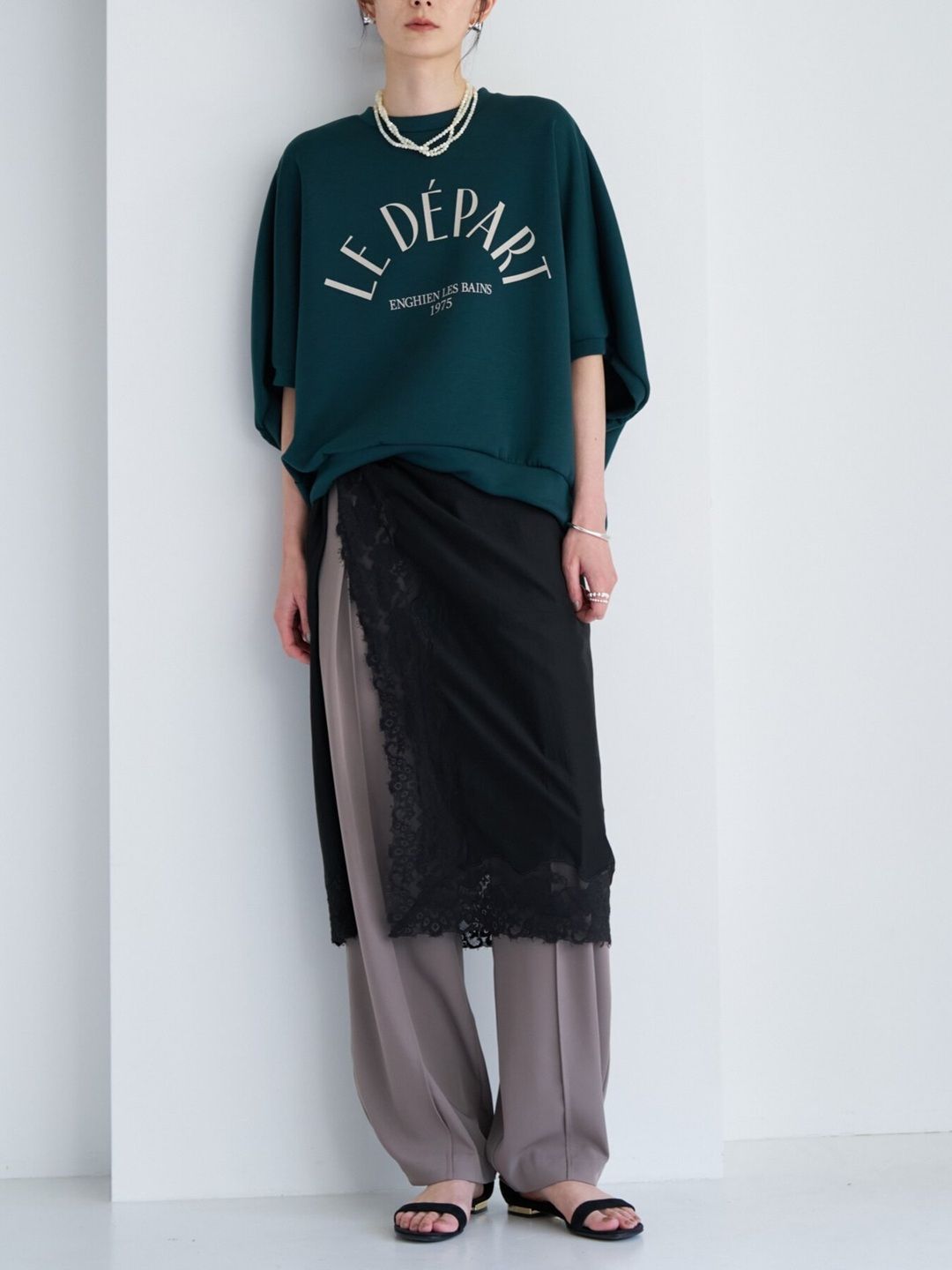 [0563-686NH] レースマルチWAYスカーフ ブラック