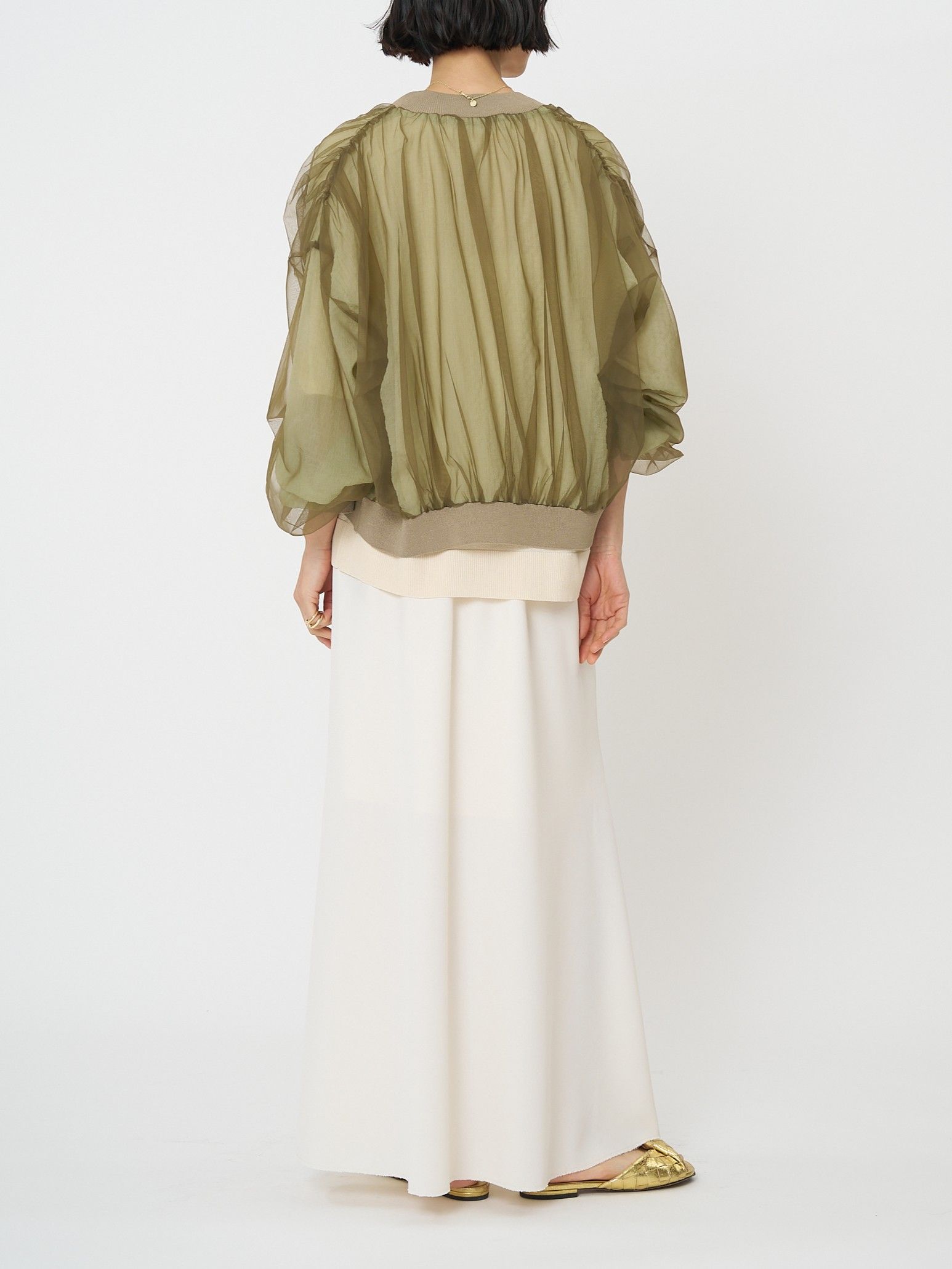 [9861-093GS] チュールボリュームブルゾン ブラック