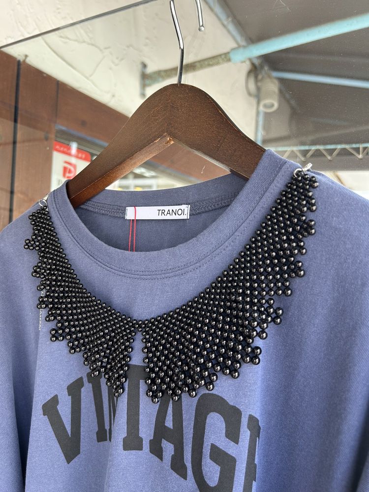 pearl necklace VINTAGE Tee ネイビー