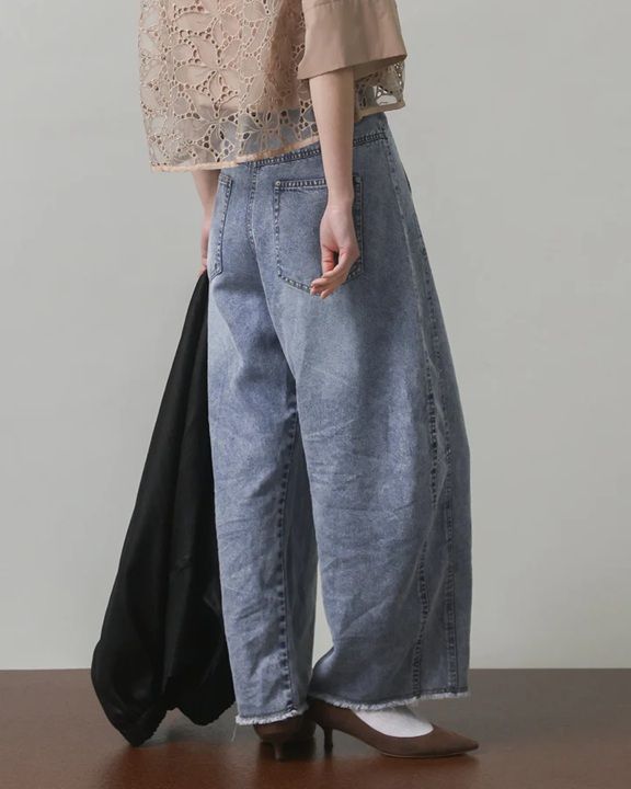 テンセルデニムバレルパンツ バイオウォッシュ