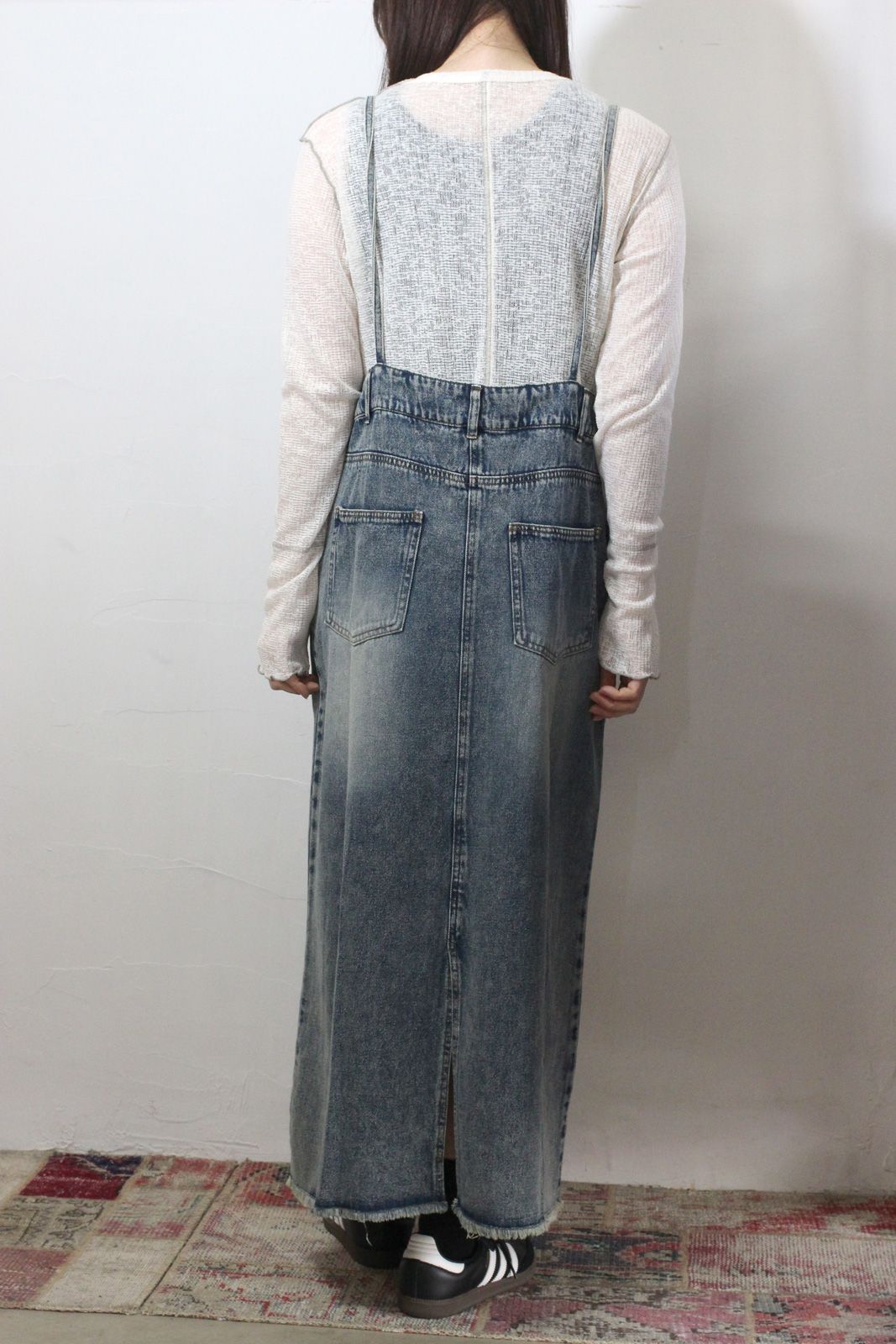 デニム/ツイル ジャンパースカート インディゴブルー