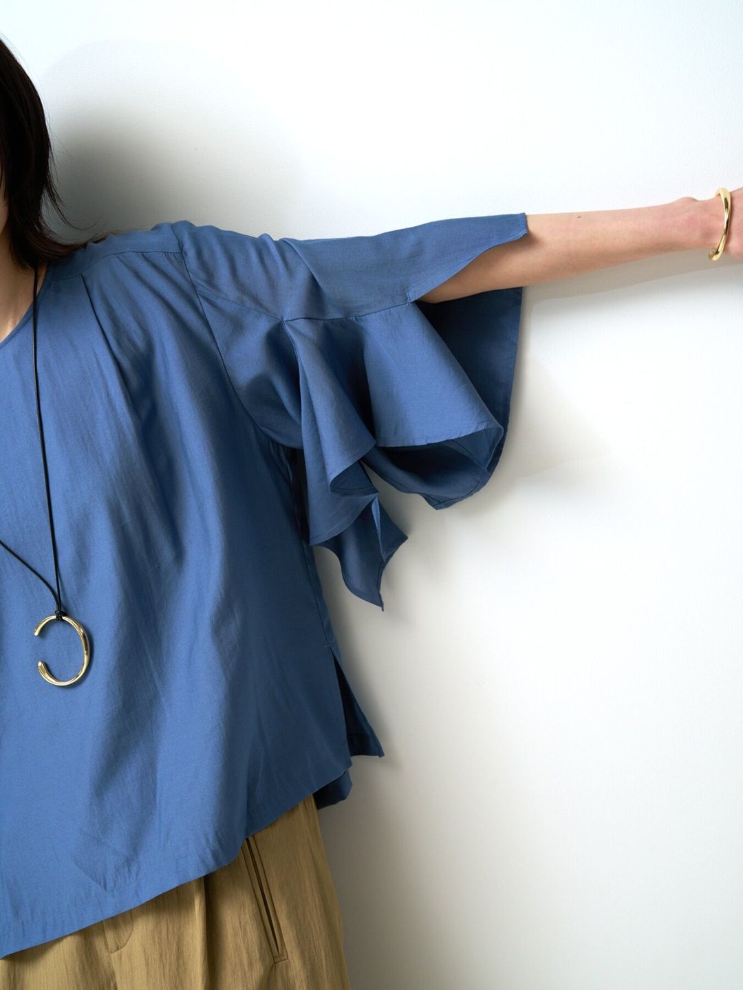 [1863-601KK] フレアスリーブブラウス ブラック