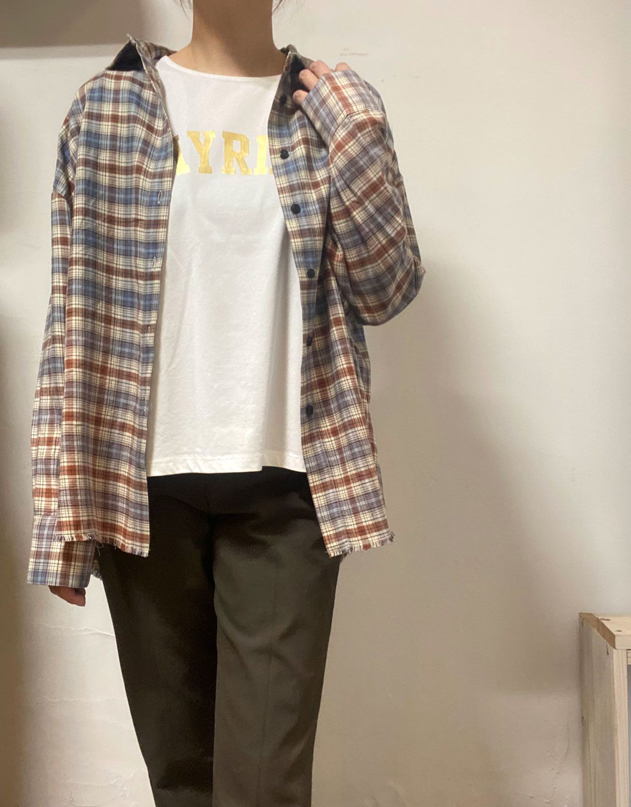 チェックグラデーションシャツ ホワイト