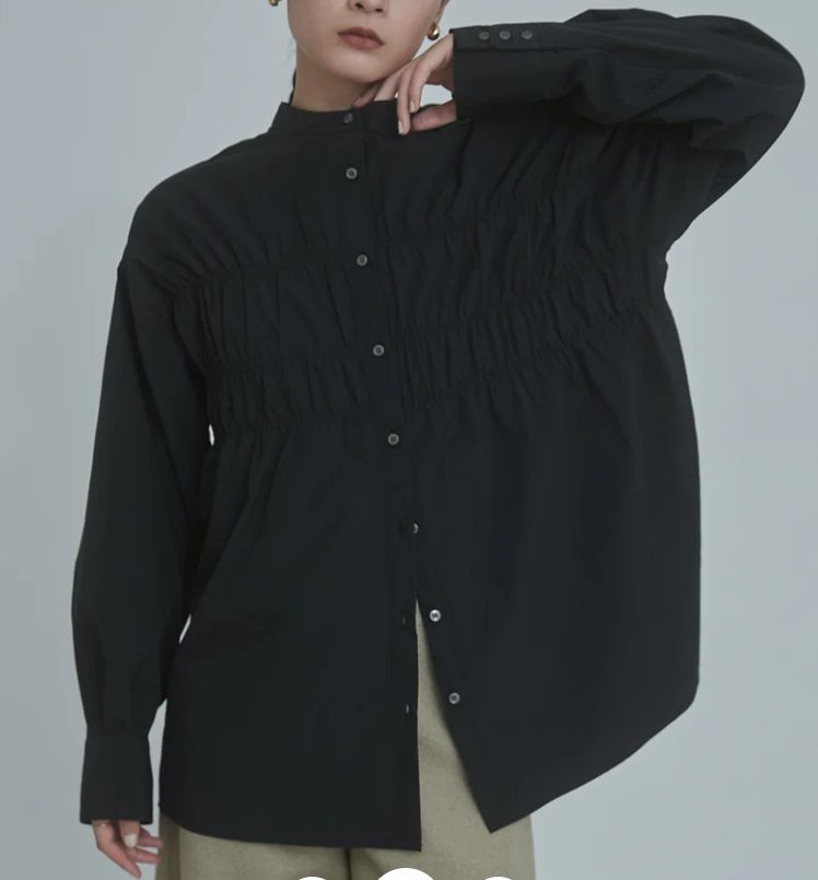 前後2WAYコットンライクシャーリングシャツ ブラック