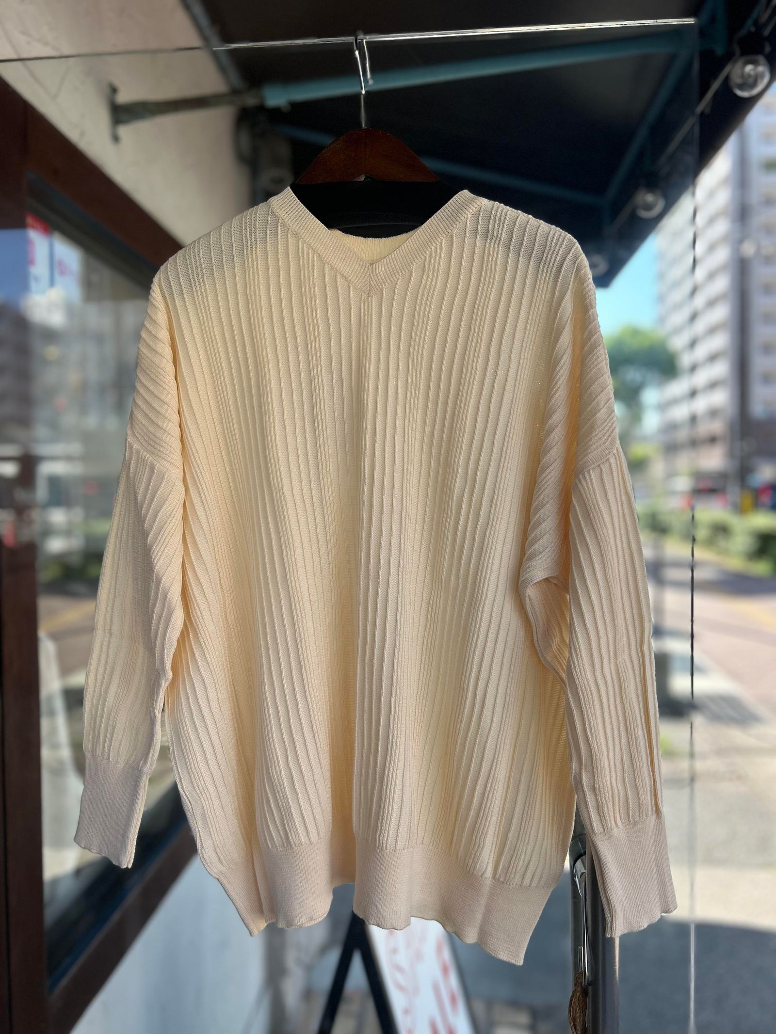 ランダムリブワイドプルオーバー アイボリー