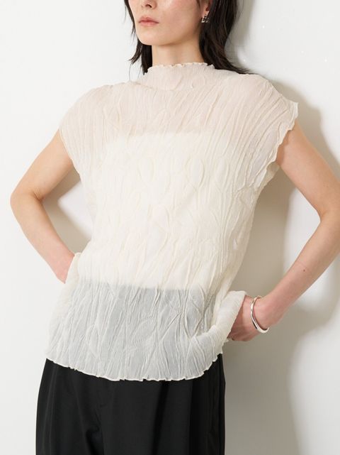 [8563-689BT] モチーフリンクルフレンチPO アイボリー