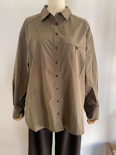 ポリエステルブロード 丈2WAYシャツ カーキ