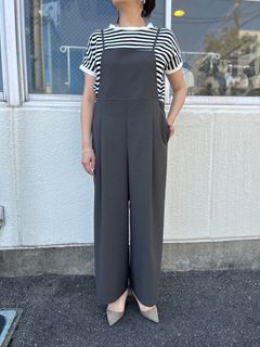 ウェザーストレッチキャミサロペット グレー