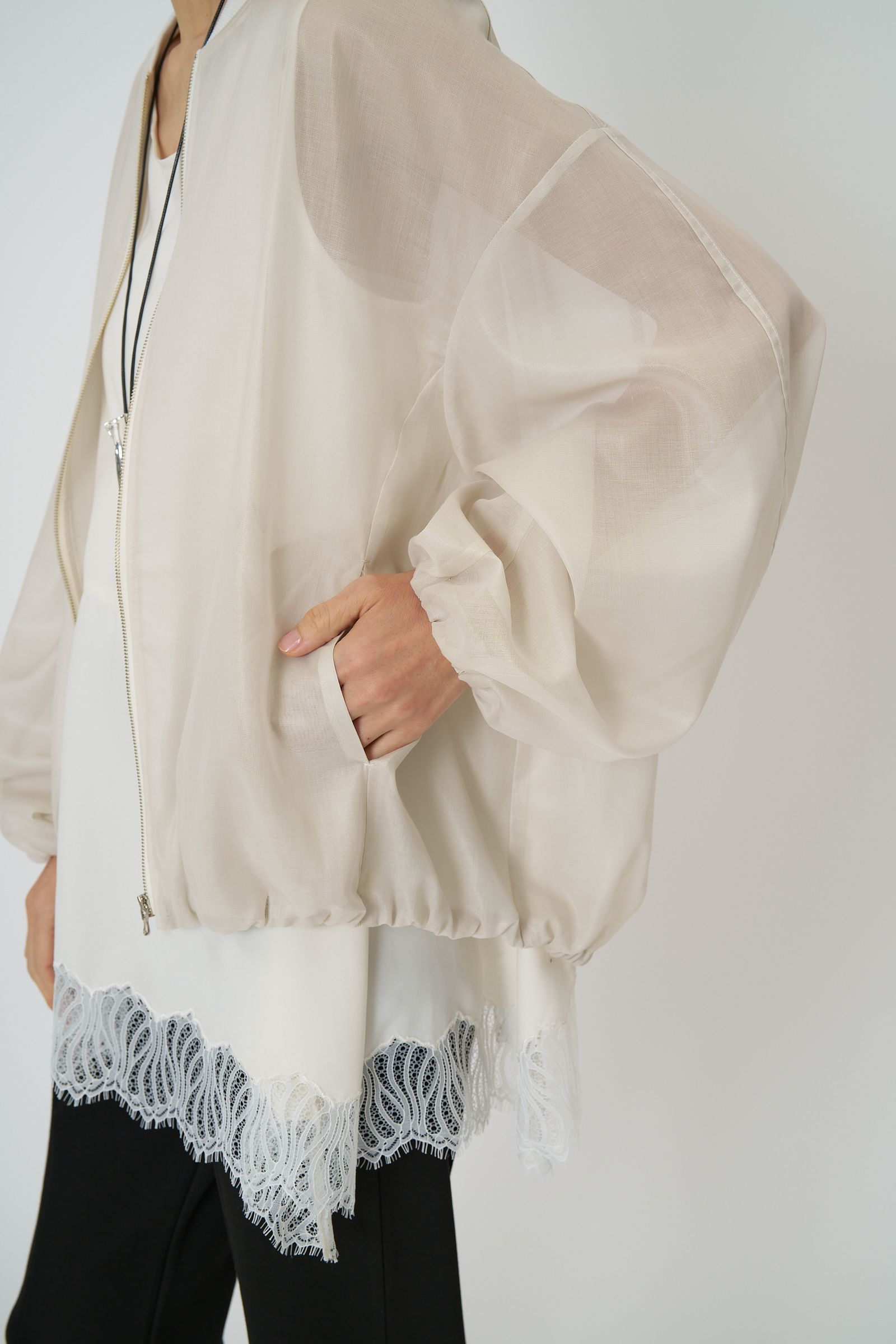 [4861-003KK] シアーチンツブルゾン エクリュ