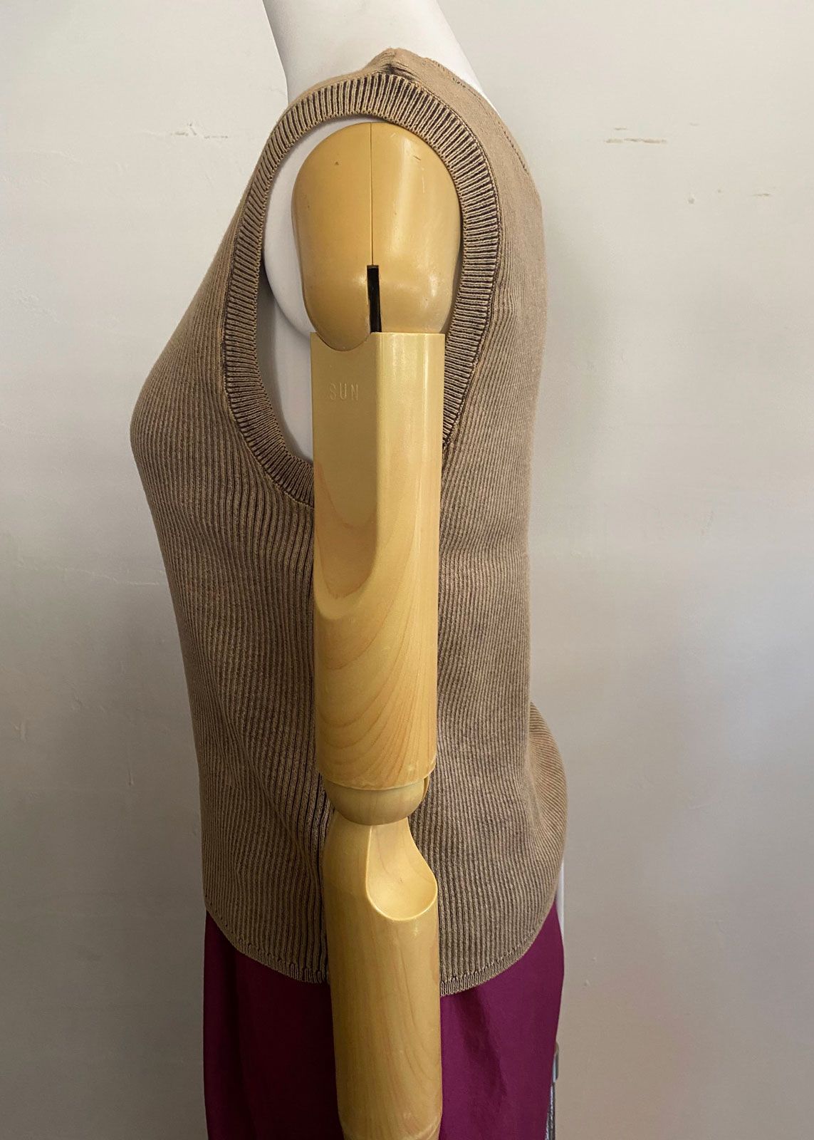 コットンリブ ストーンウォッシュ タンク ブラウン