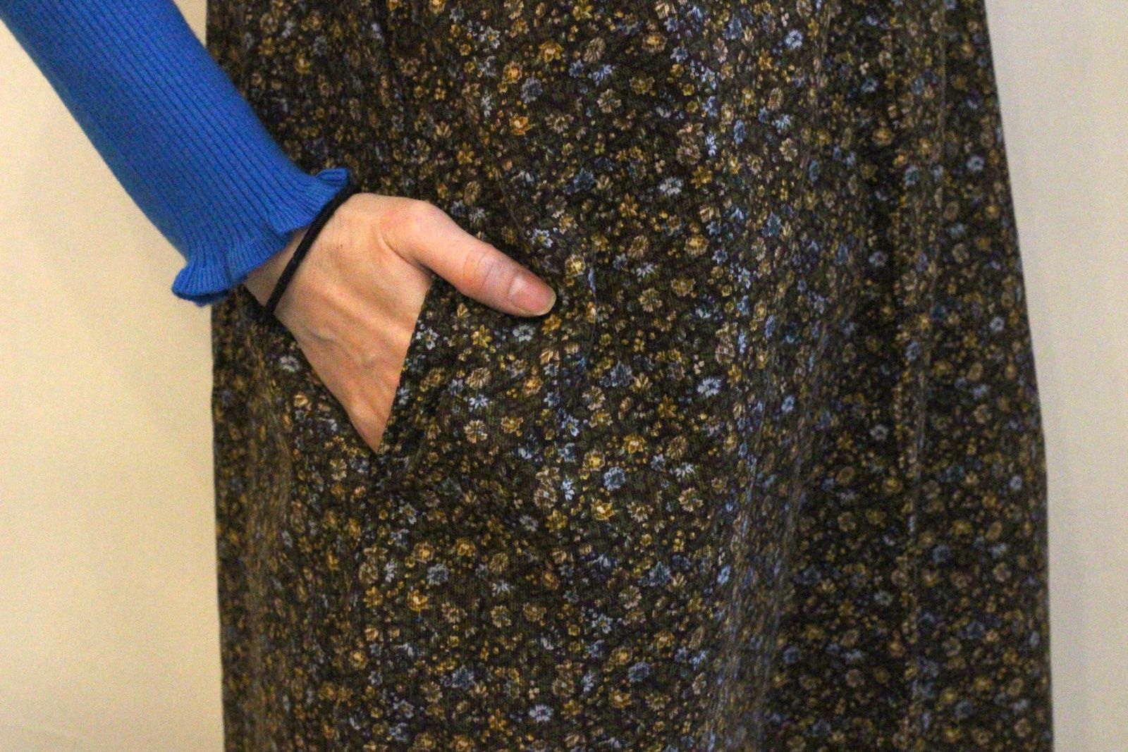 コーデュロイ小花柄ジャンパー7スカート ブラウン