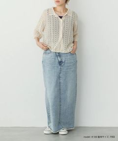 透かし編み ニットシャツ アイボリー