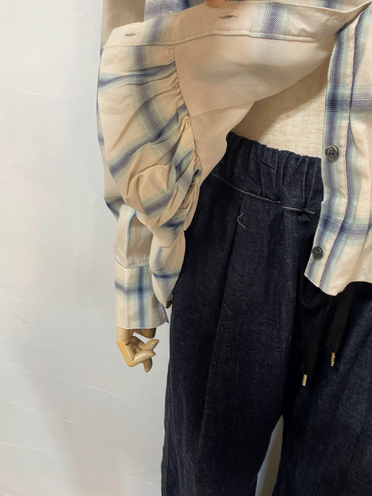 先染め チェックフロントインシャツ オフ