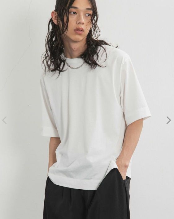 5分袖Tシャツ 白豆