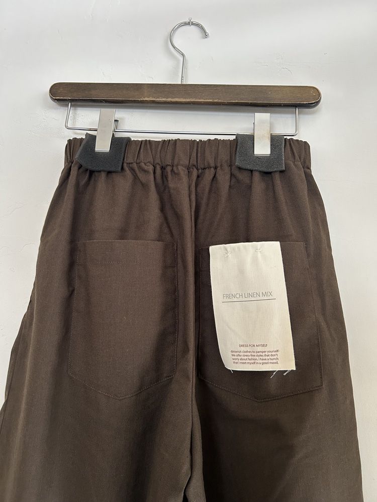 フレンチリネンワイドパンツ カーキブラウン