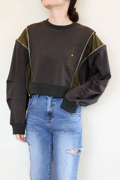 ジップクロップドプルオーバー カーキ