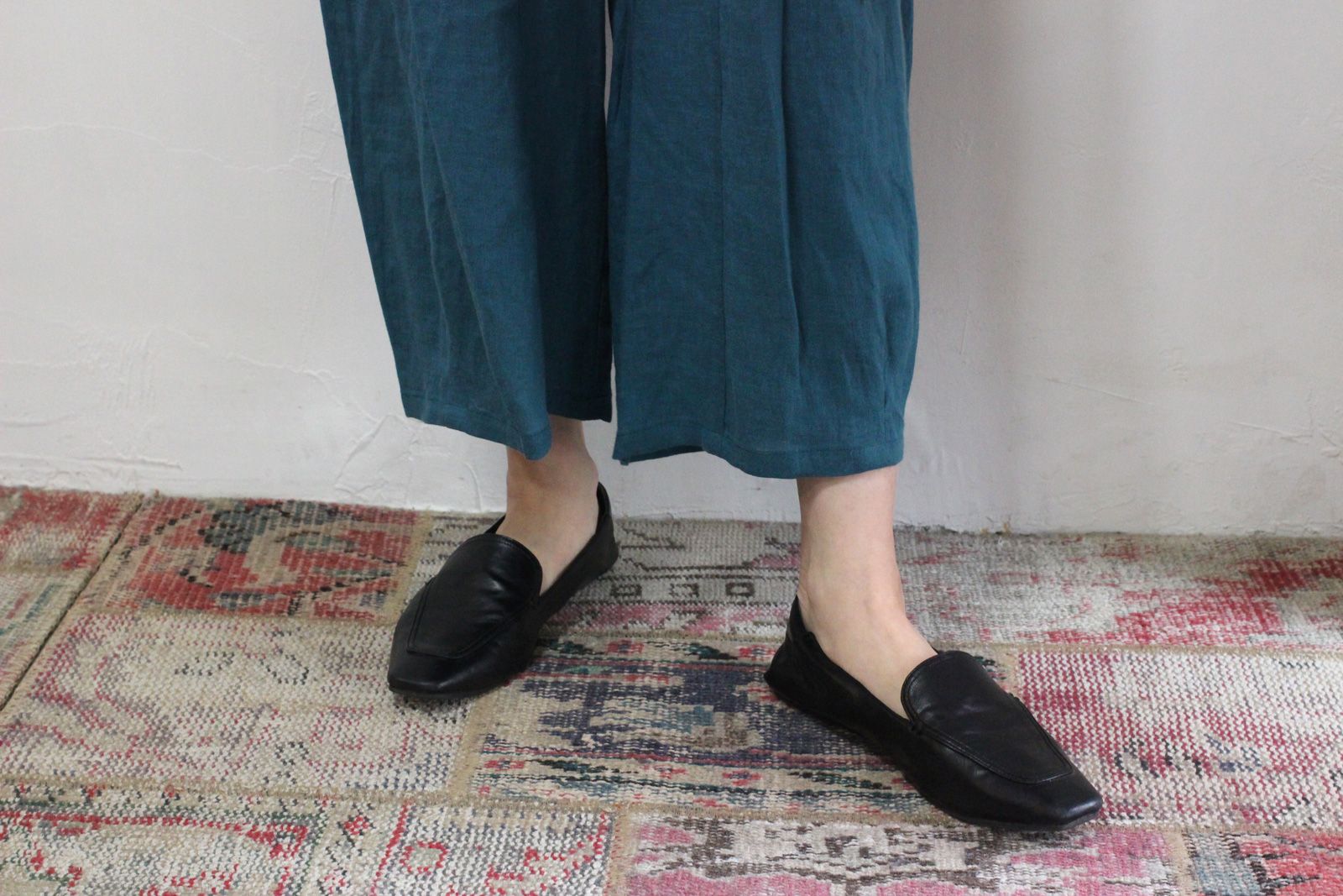 クロップドリネンパンツ ブルー