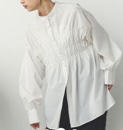 前後2WAYコットンライクシャーリングシャツ オフホワイト