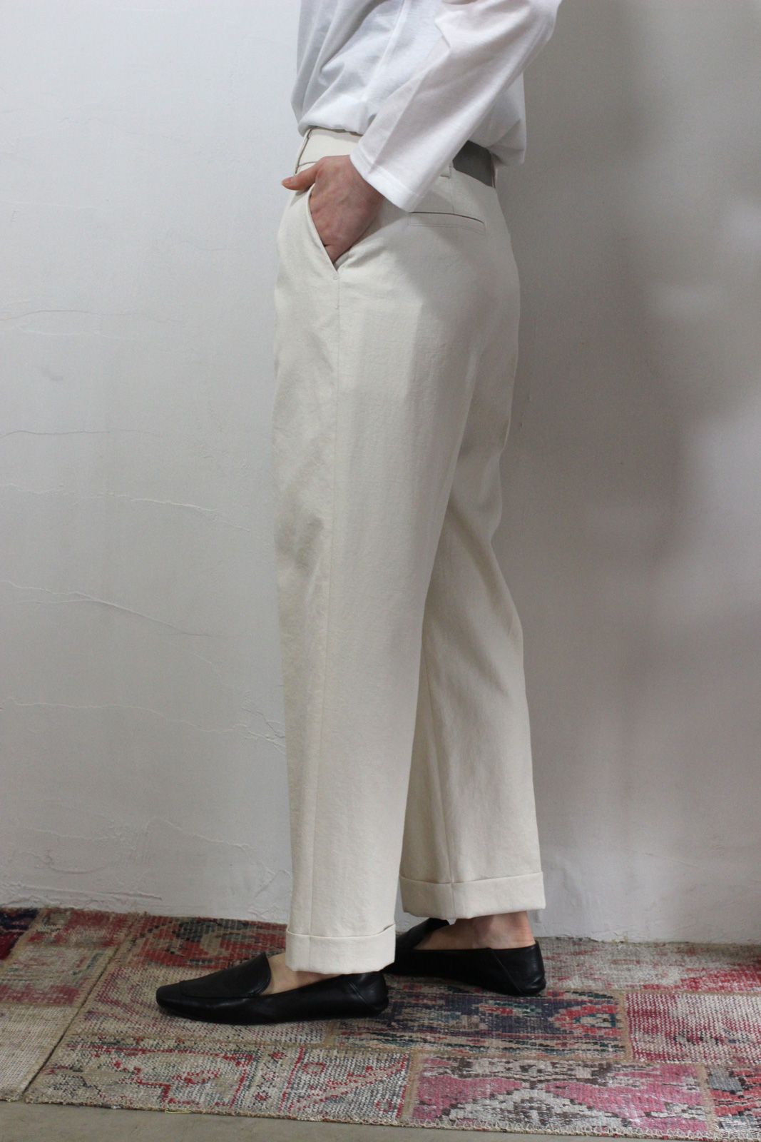 テーパードワイドパンツ ネイビー