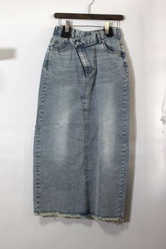 デニム ラップデザイン タイトスカート ライトインディゴブルー