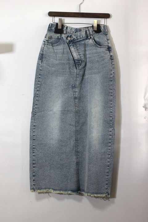 デニム ラップデザイン タイトスカート ライトインディゴブルー