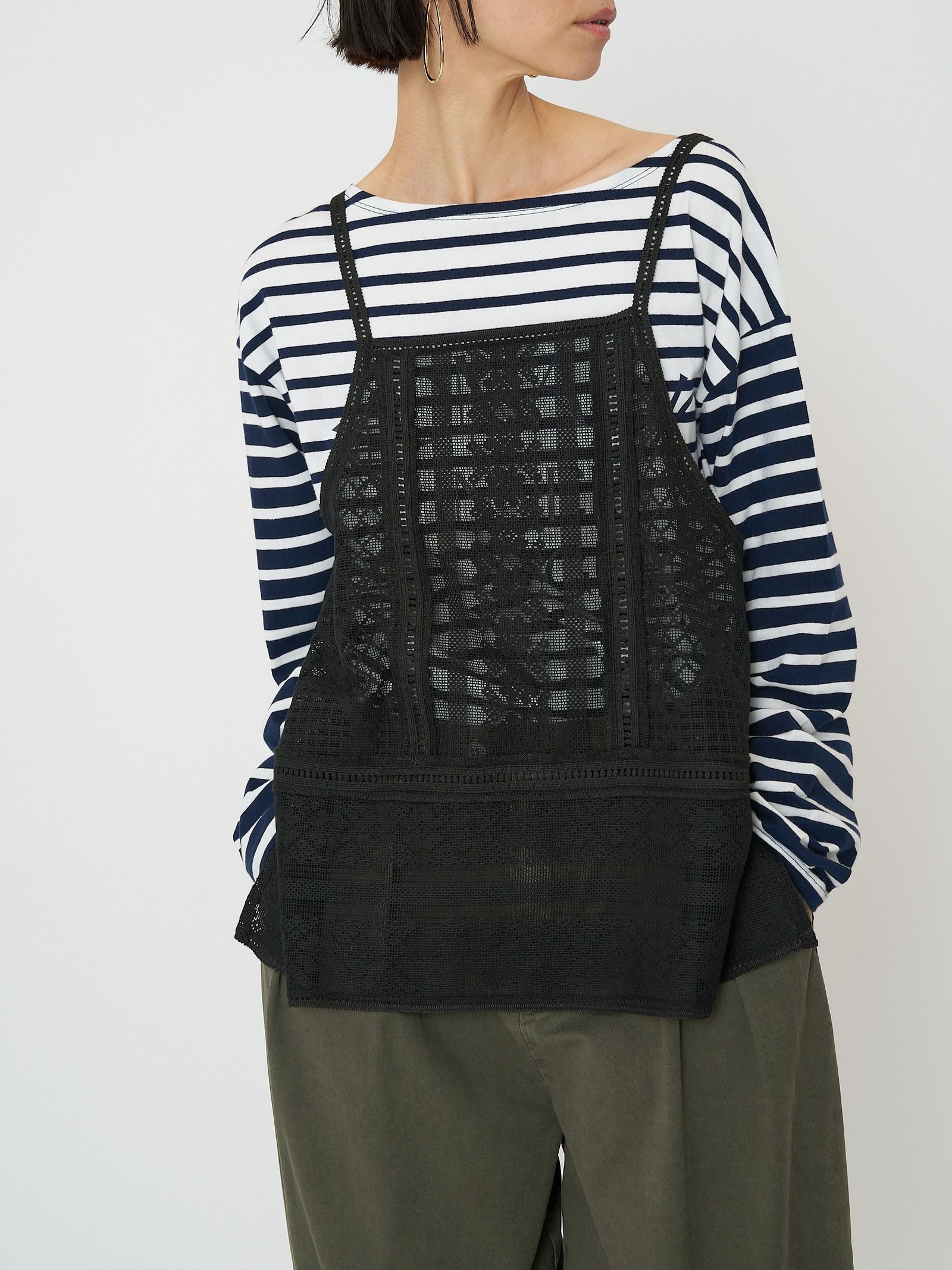 [8461-104KK] ボーダープリントロンTee ミックス