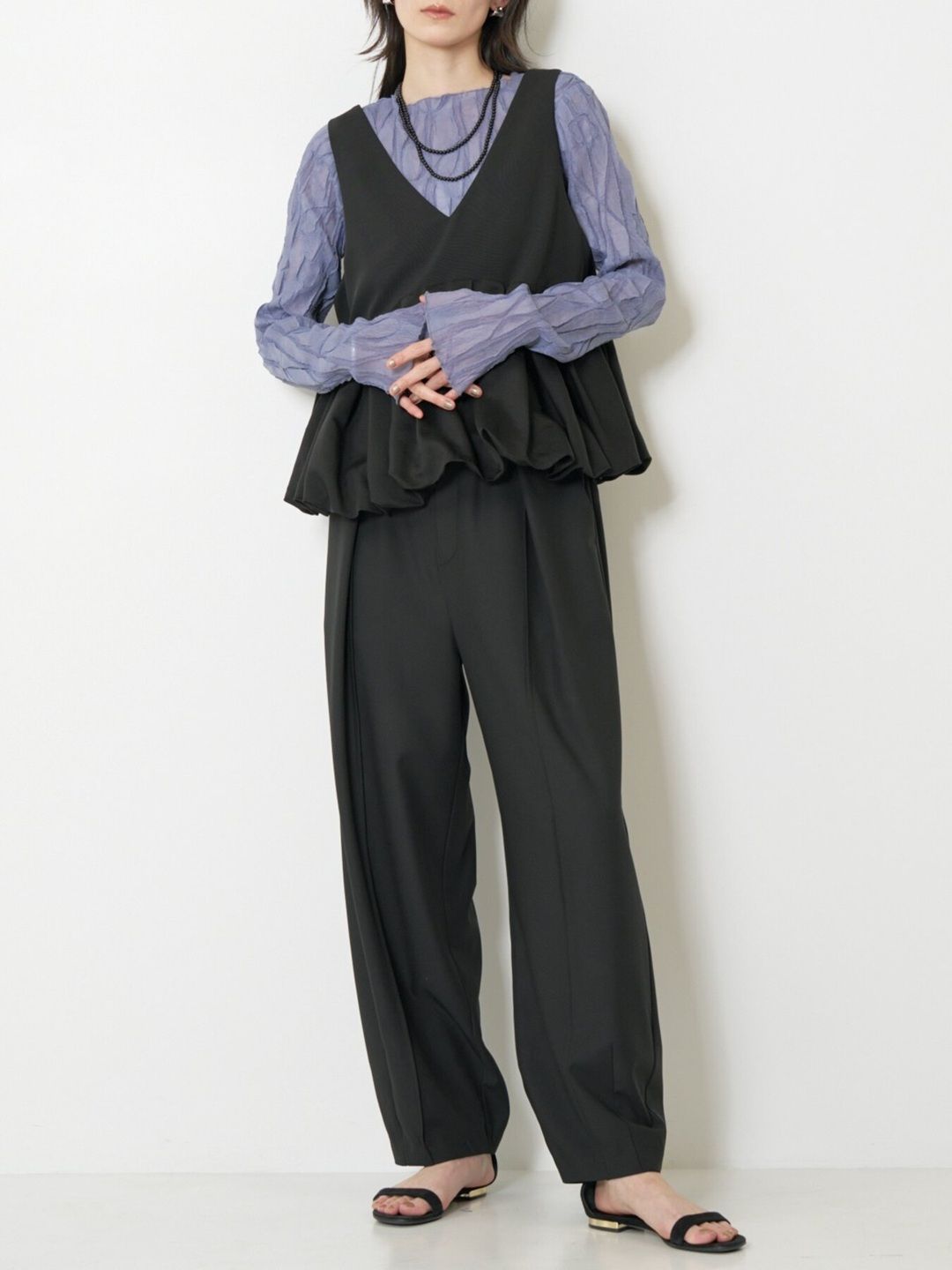 [1263-624MK] 2WAYバルーンビスチェ ブラック