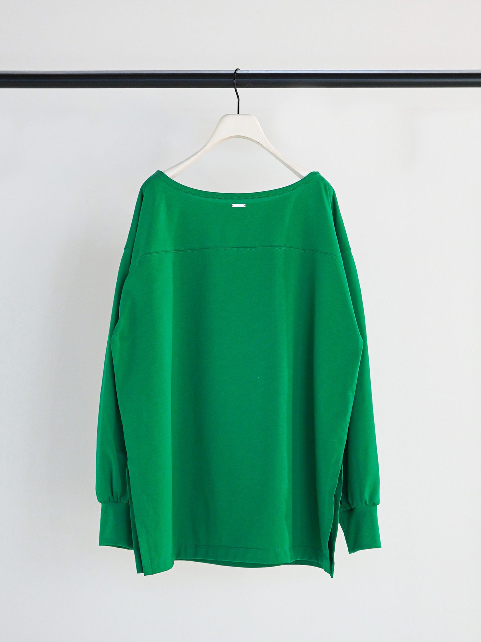 [8261-015KK] 度詰天竺ボートネックロンT グリーン