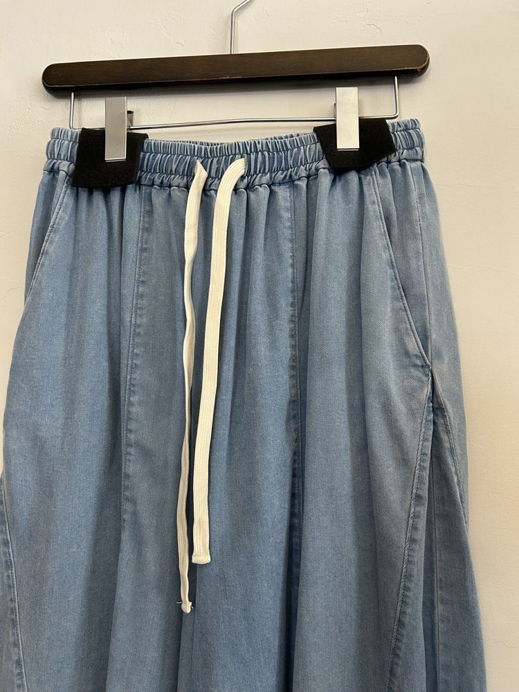 テンセルストレッチデニムワイドパンツ サックス