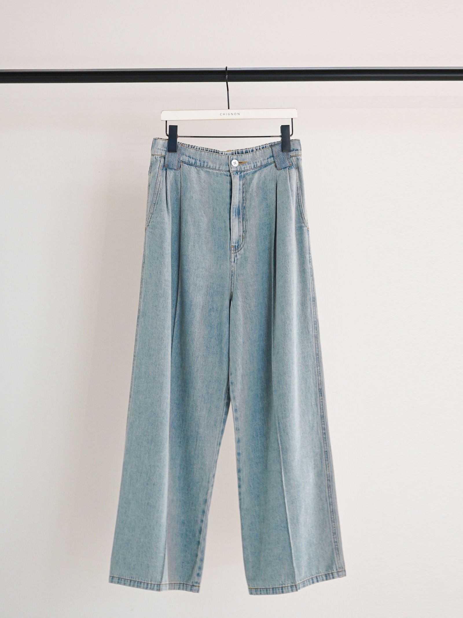 [3861-042BT] センターステッチデニムPT ライトブルー