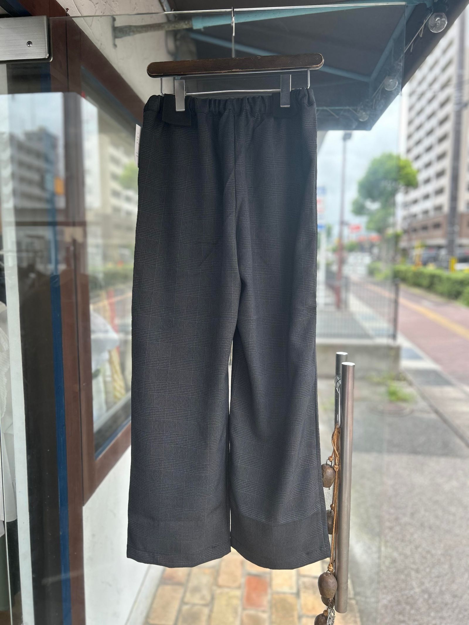 LANATECグレンチェックイージーパンツ ブラック