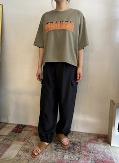 スパンボイルワッシャーカーゴパンツ ブラック