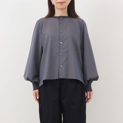 トロンとツイルフレアシャツ ブルーグレー